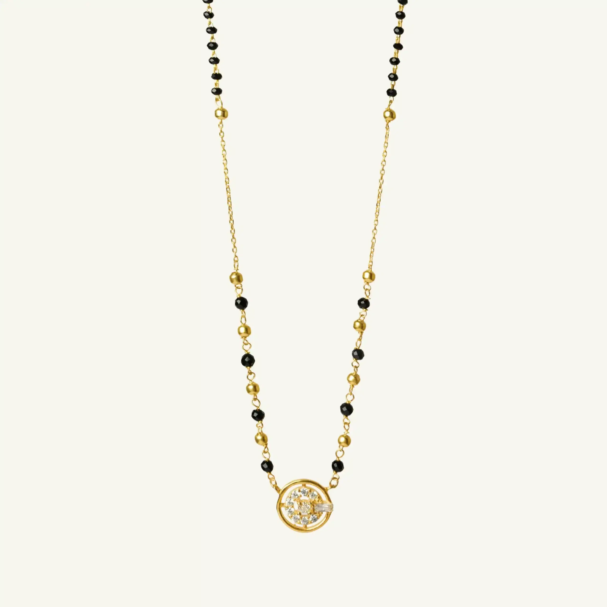 925 Sterling Silver Circular Halo Mangalsutra-1
