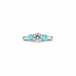 Aqua Three Stone Silver Ring-silver-2