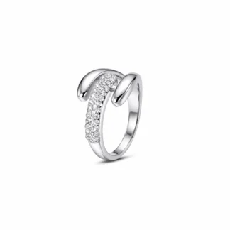 Dual Curve CZ Silver Ring