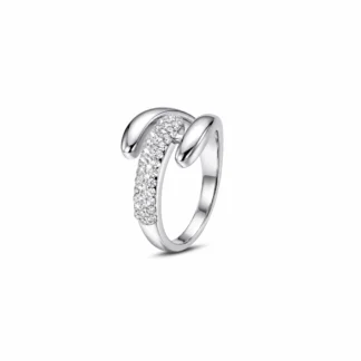 Dual Curve CZ Silver Ring