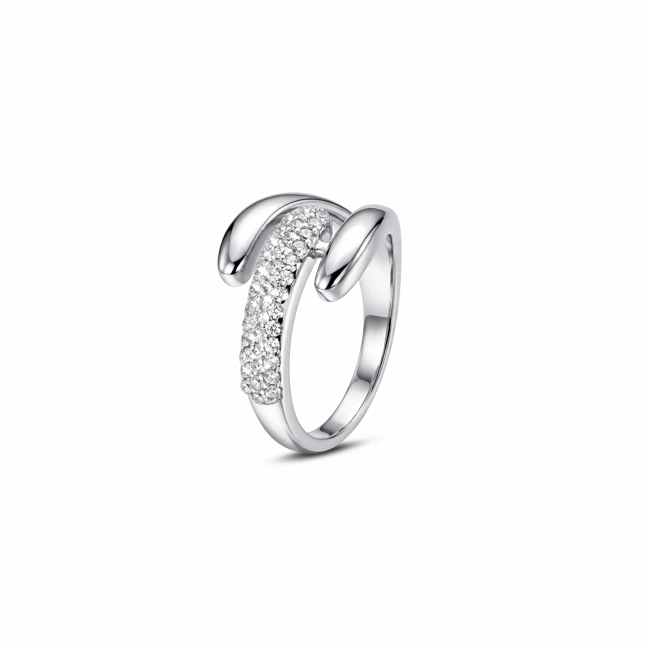 Dual Curve CZ Silver Ring
