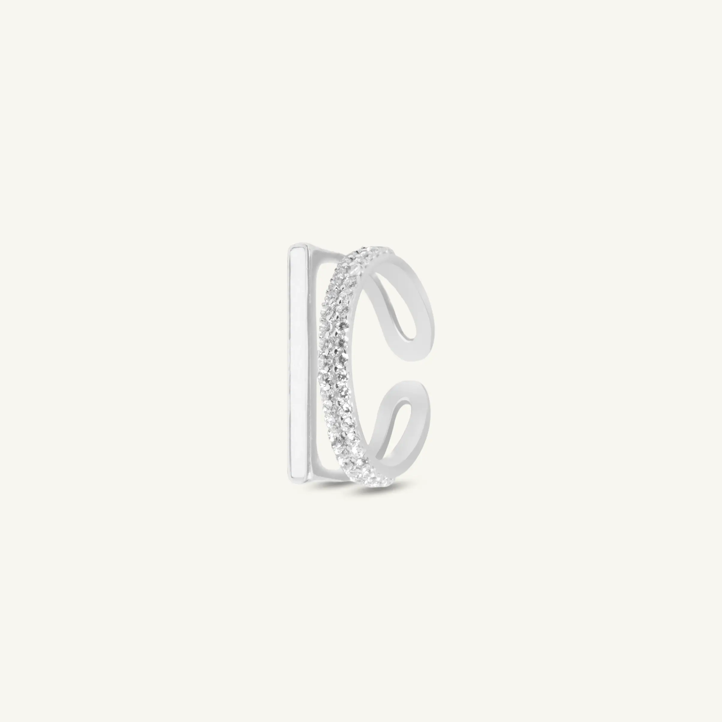 Geometric Criss Cross MOP CZ Ring-1