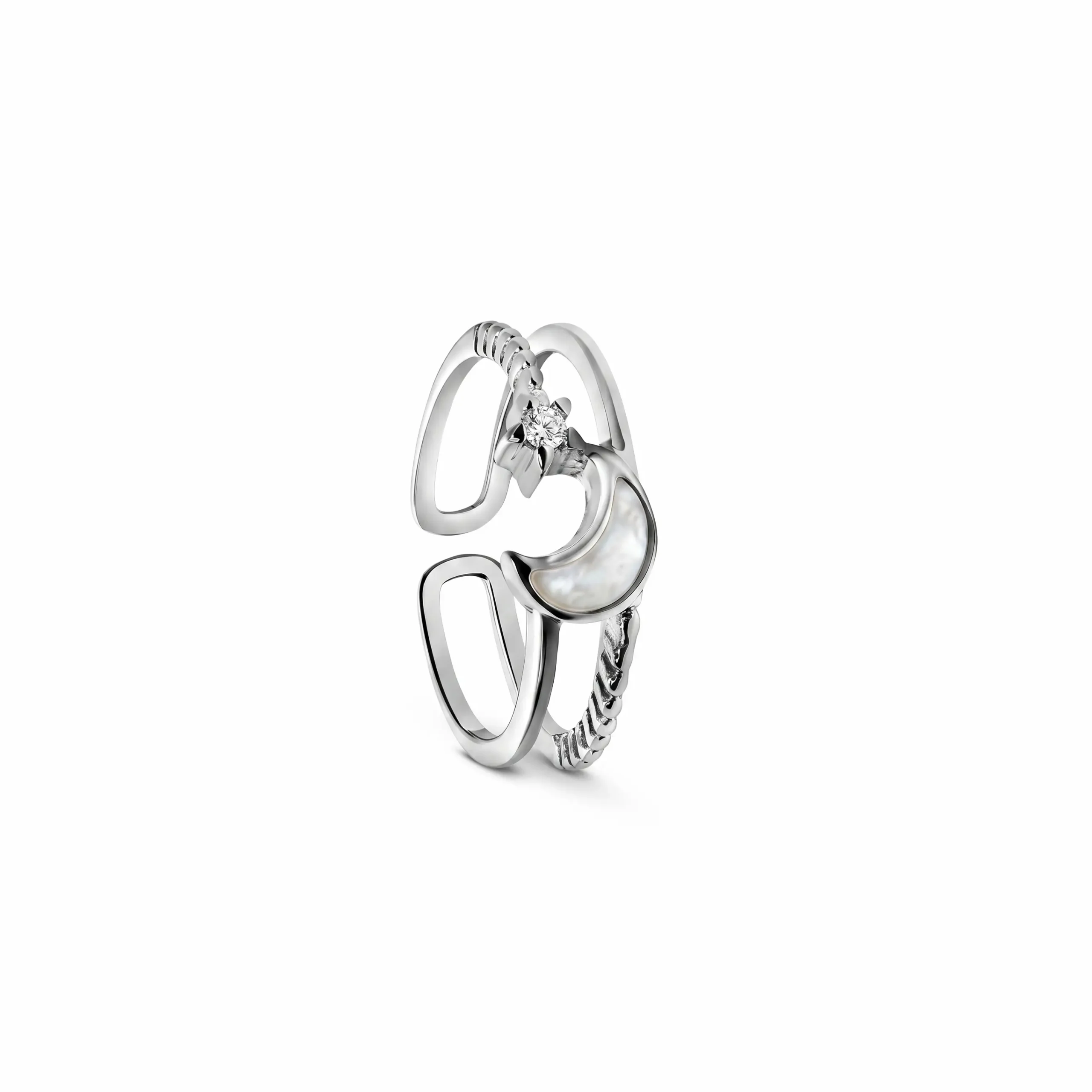 Moon Star Diamond Adjustable Ring
