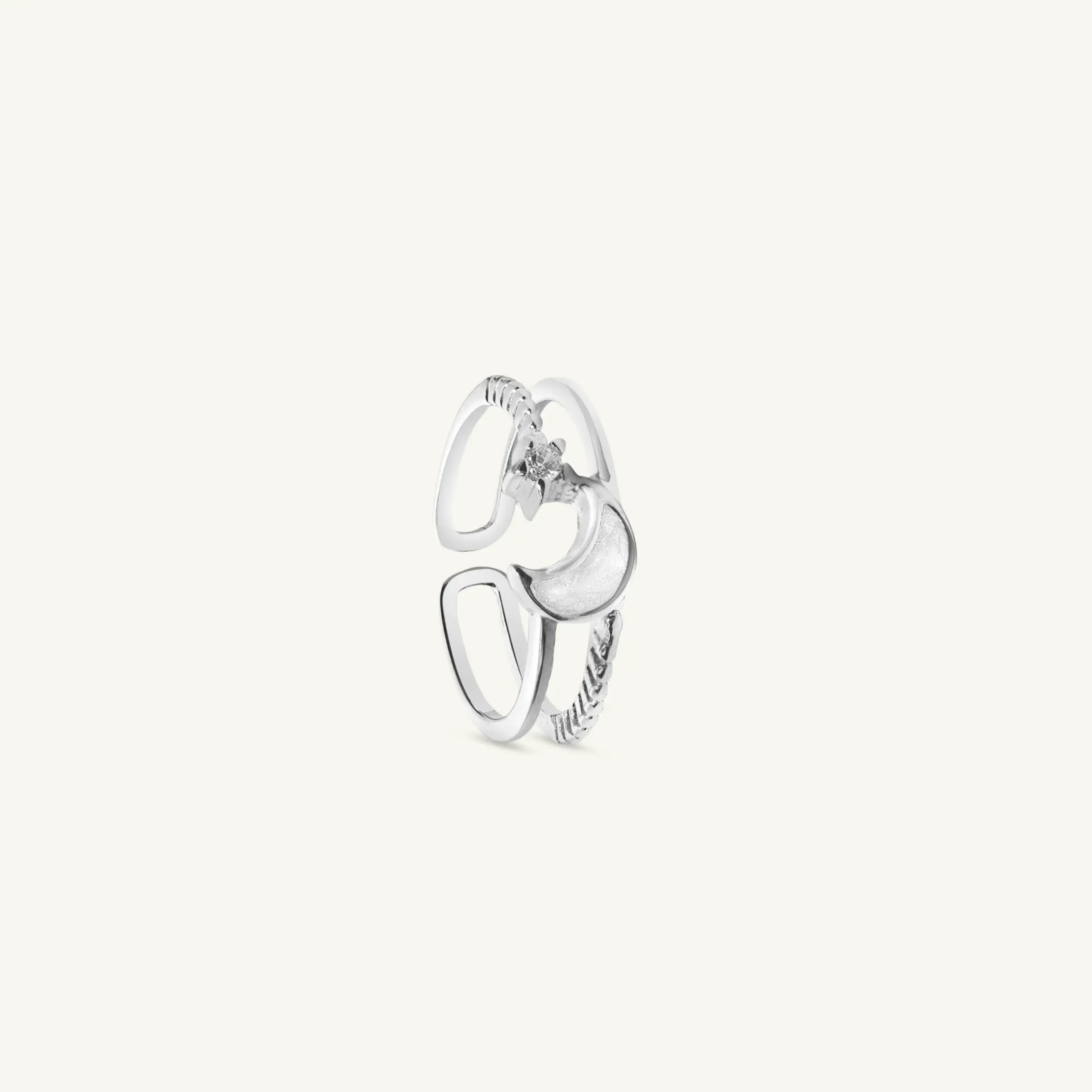 Moon Star Diamond Adjustable Ring-1