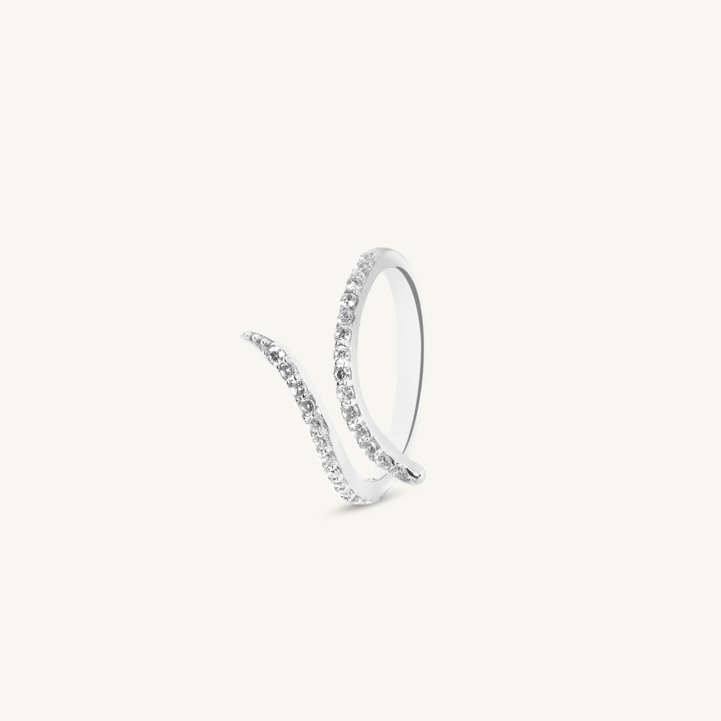 Open Spiral CZ Silver Ring-1