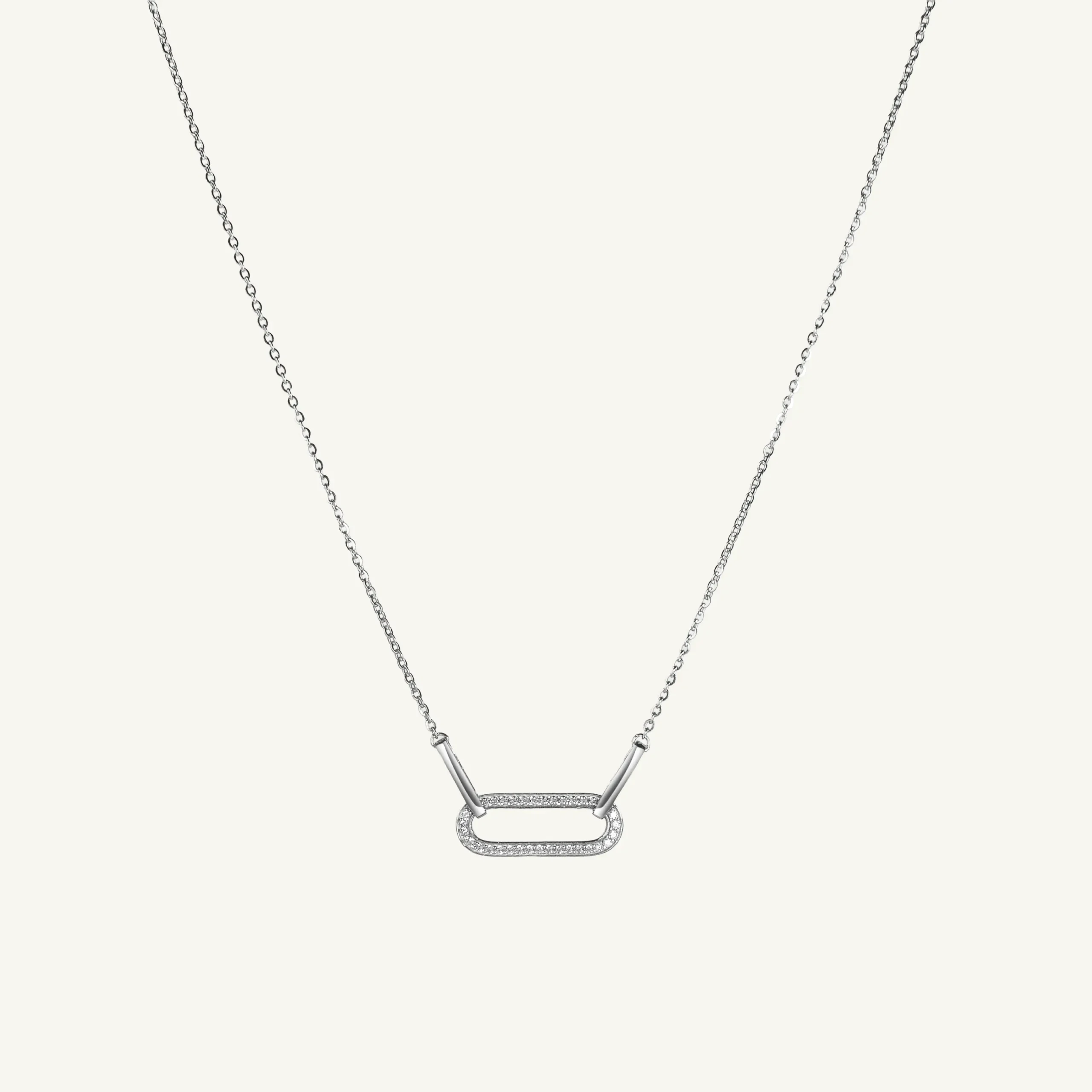 Pavé Link Paperclip Necklace-3
