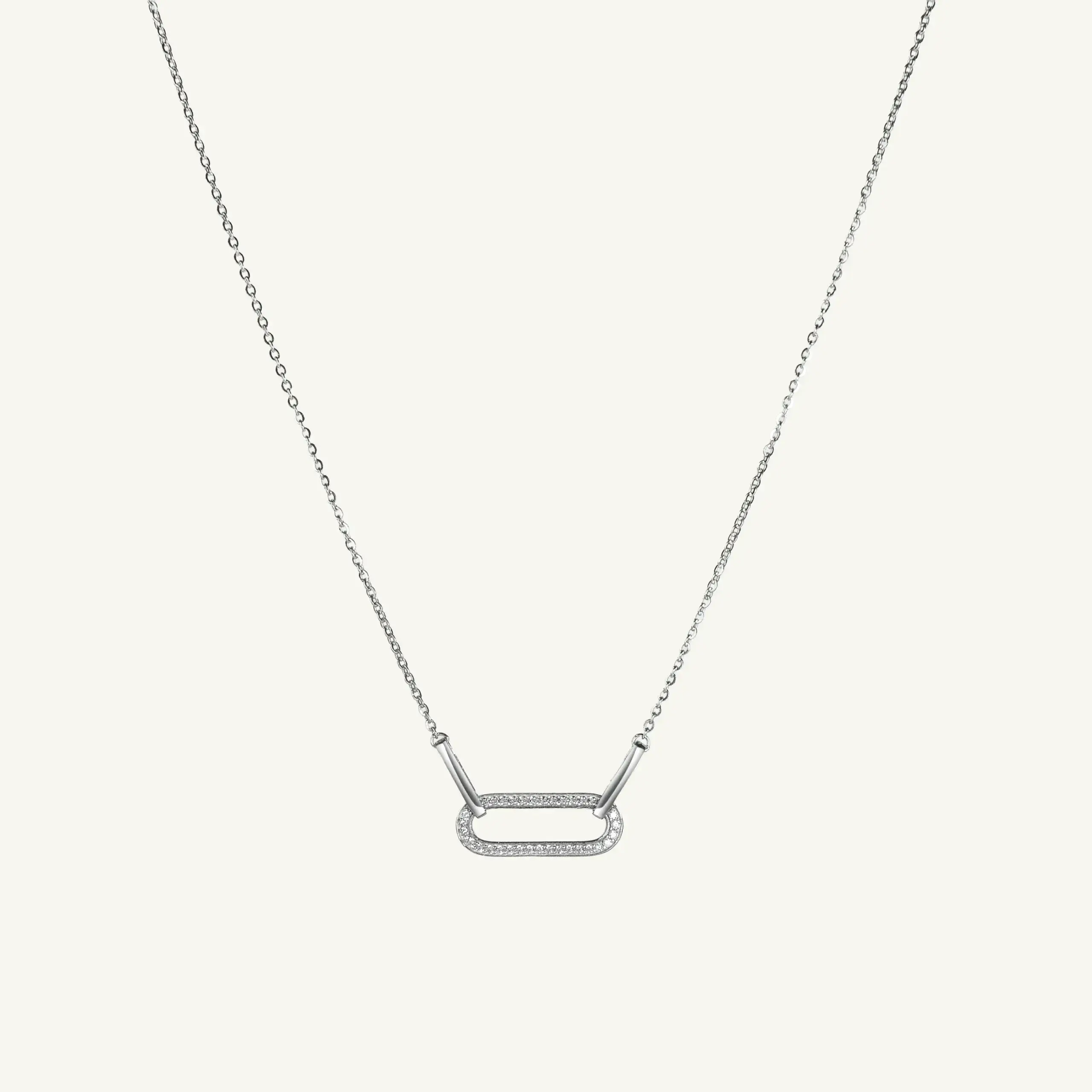 Pavé Link Paperclip Necklace-3
