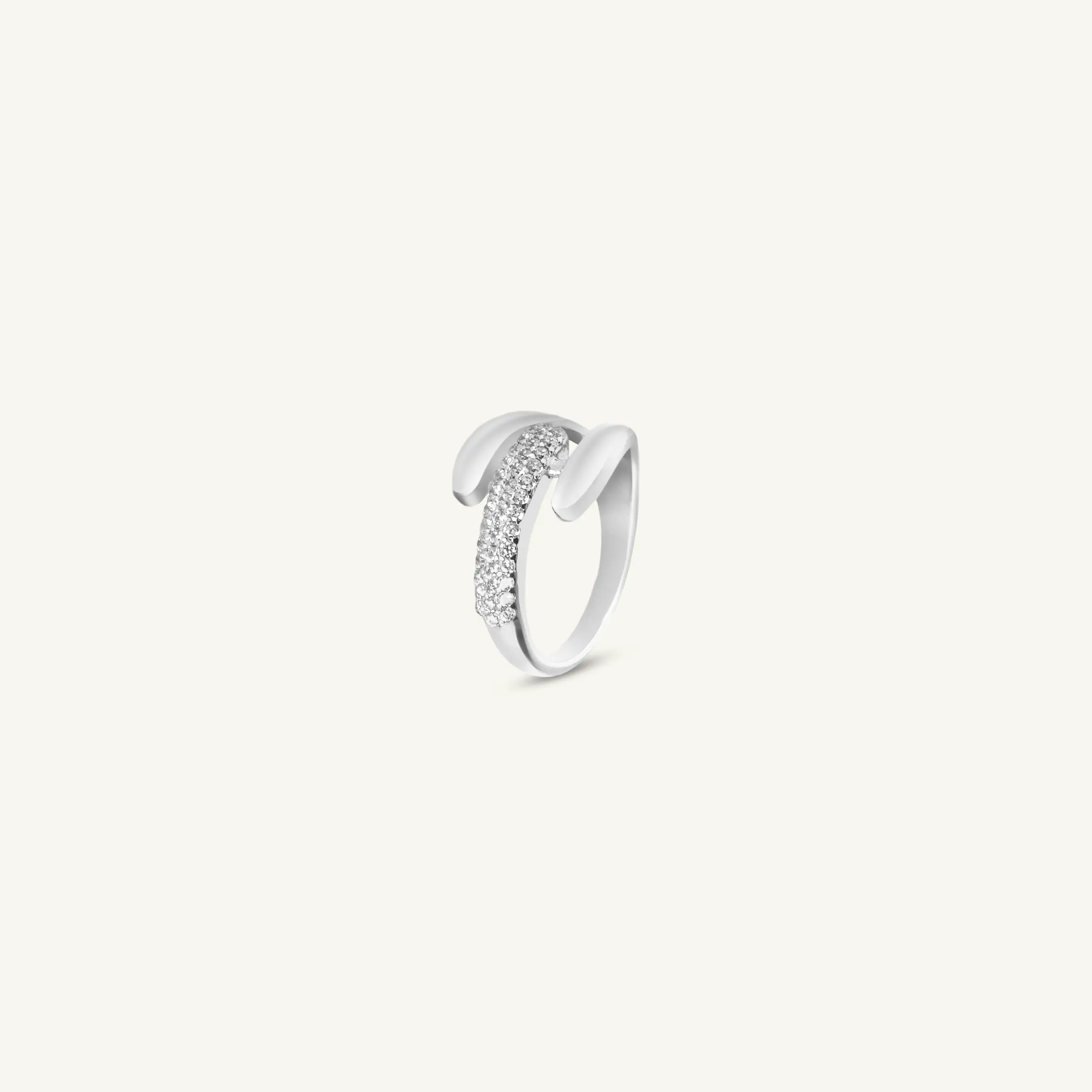 Dual Curve CZ Silver Ring
