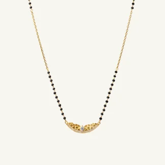 Textured Leafy Arch Silver Mangalsutra-1