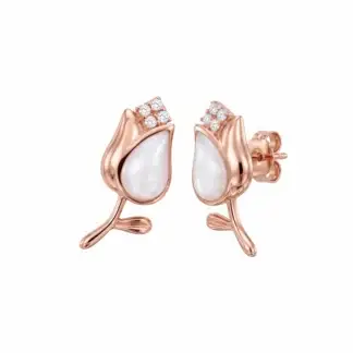 CZ Rose Blossom Earrings