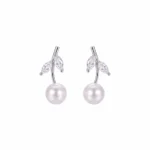 Pearl Leaf Drop Stud Earring