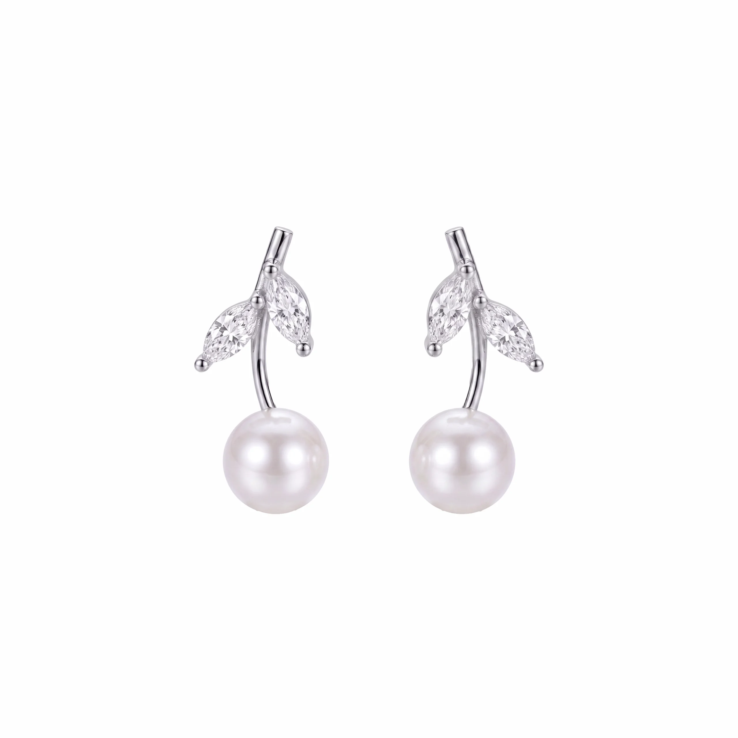 Pearl Leaf Drop Stud Earring