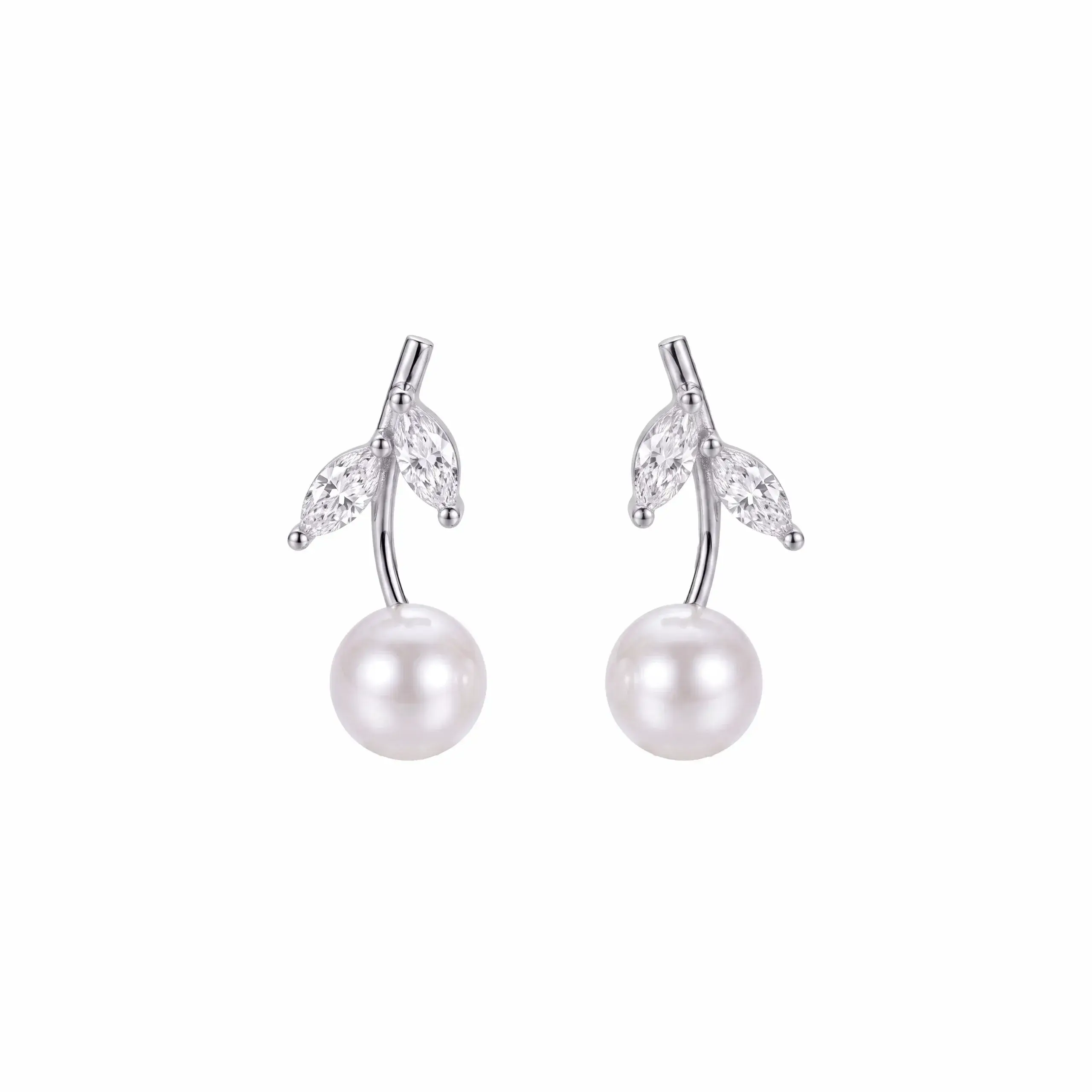 Pearl Leaf Drop Stud Earring