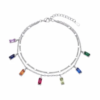 Rainbow Baguette Charm Bracelet