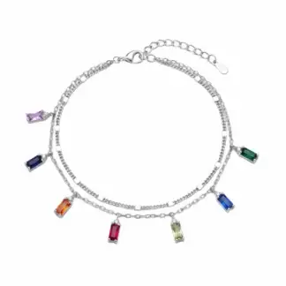 Rainbow Baguette Charm Bracelet